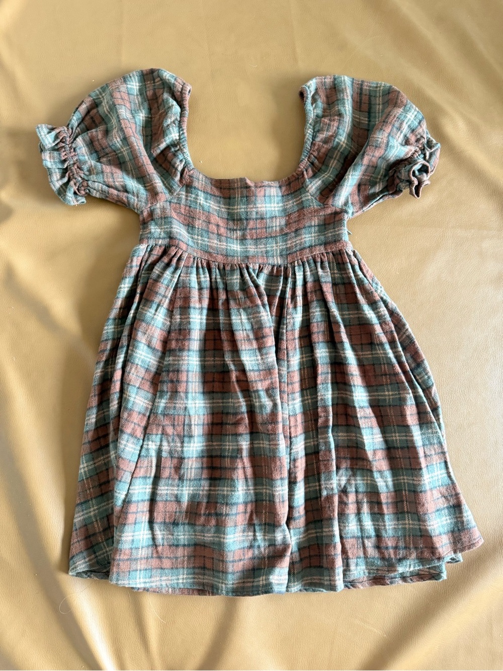 Rylee + Cru Plaid Mini Dress in Teal & Brown